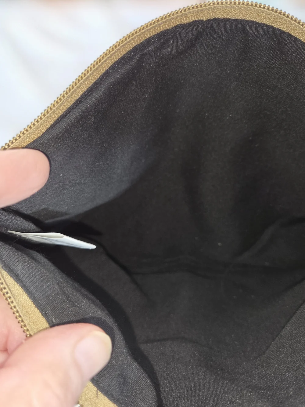 100% Genuine Leather Gold/tan Pouch Clutch Cosmetic Makeup Zip Bag